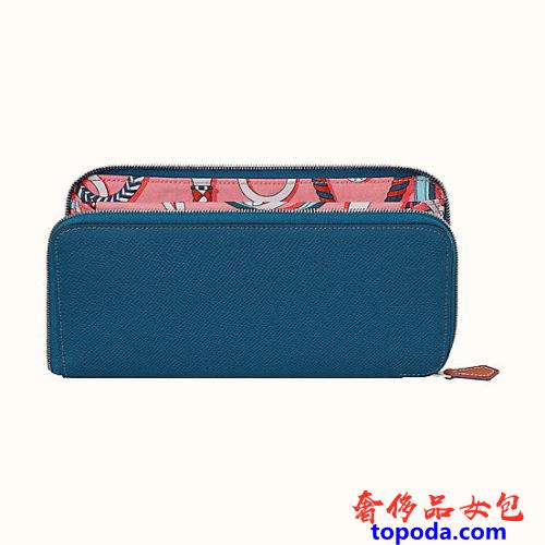 深蓝色Epsom Silk'In经典钱包